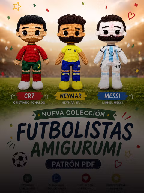 Patrones de Amigurumi: CR7, Messi y Neymar