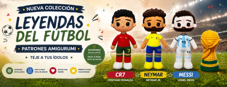 Patrones de Amigurumi: CR7, Messi y Neymar