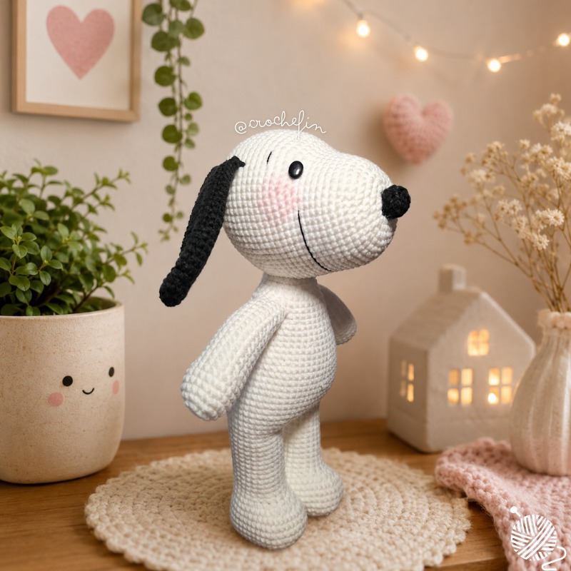 Patrón de Snoopy con Overol de Verano a Crochet PDF - Amigurumi Paso a Paso