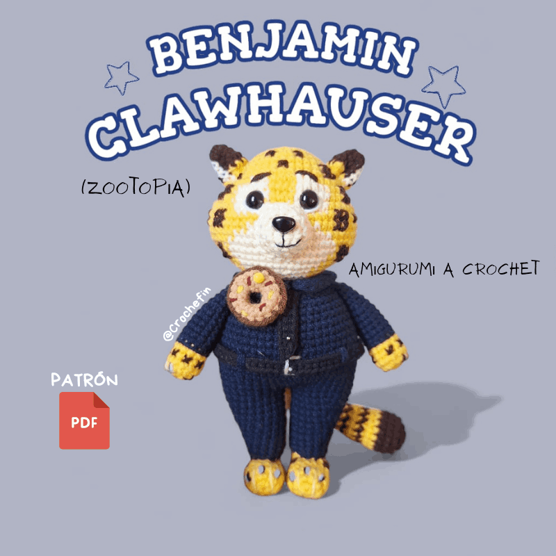 Patrón Amigurumi de Benjamin Garraza de Zootopia en Crochet PDF Digital