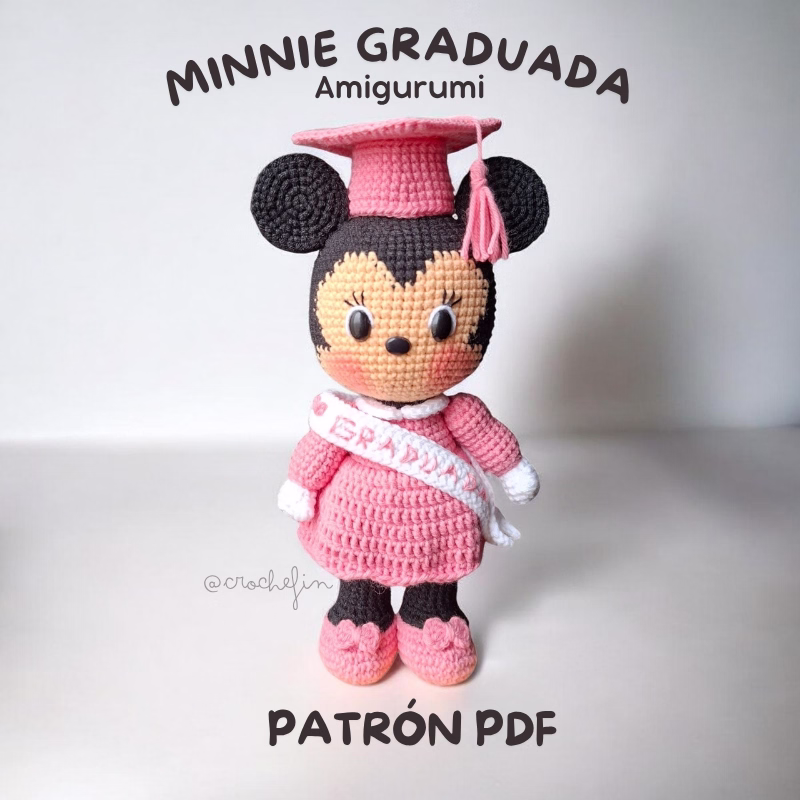 Patrón Amigurumi Minnie Graduada a Crochet - PDF