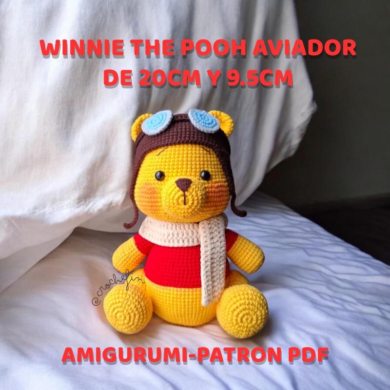 Patrón Amigurumi de Winnie the Pooh Aviador - Crochet PDF
