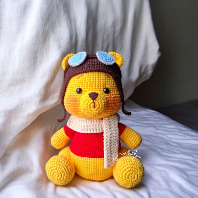 Patrón Amigurumi de Winnie the Pooh Aviador - Crochet PDF