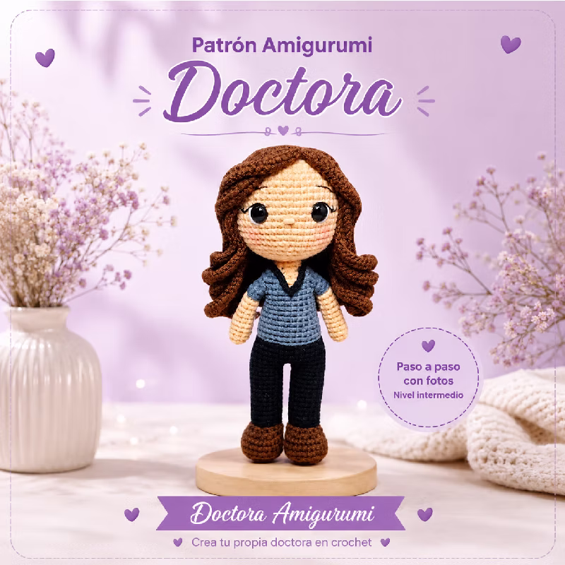 Patrón Amigurumi Doctora a Crochet en PDF - Descarga Digital