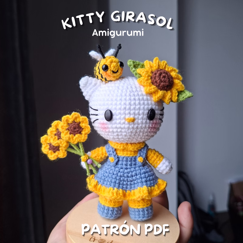 Patrón Kitty Girasol a Crochet - Amigurumi Hello Kitty en PDF