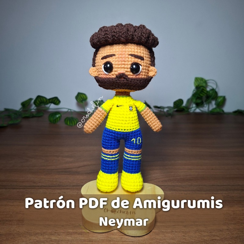 Patrón Amigurumi de Neymar en Crochet PDF Digital en Español